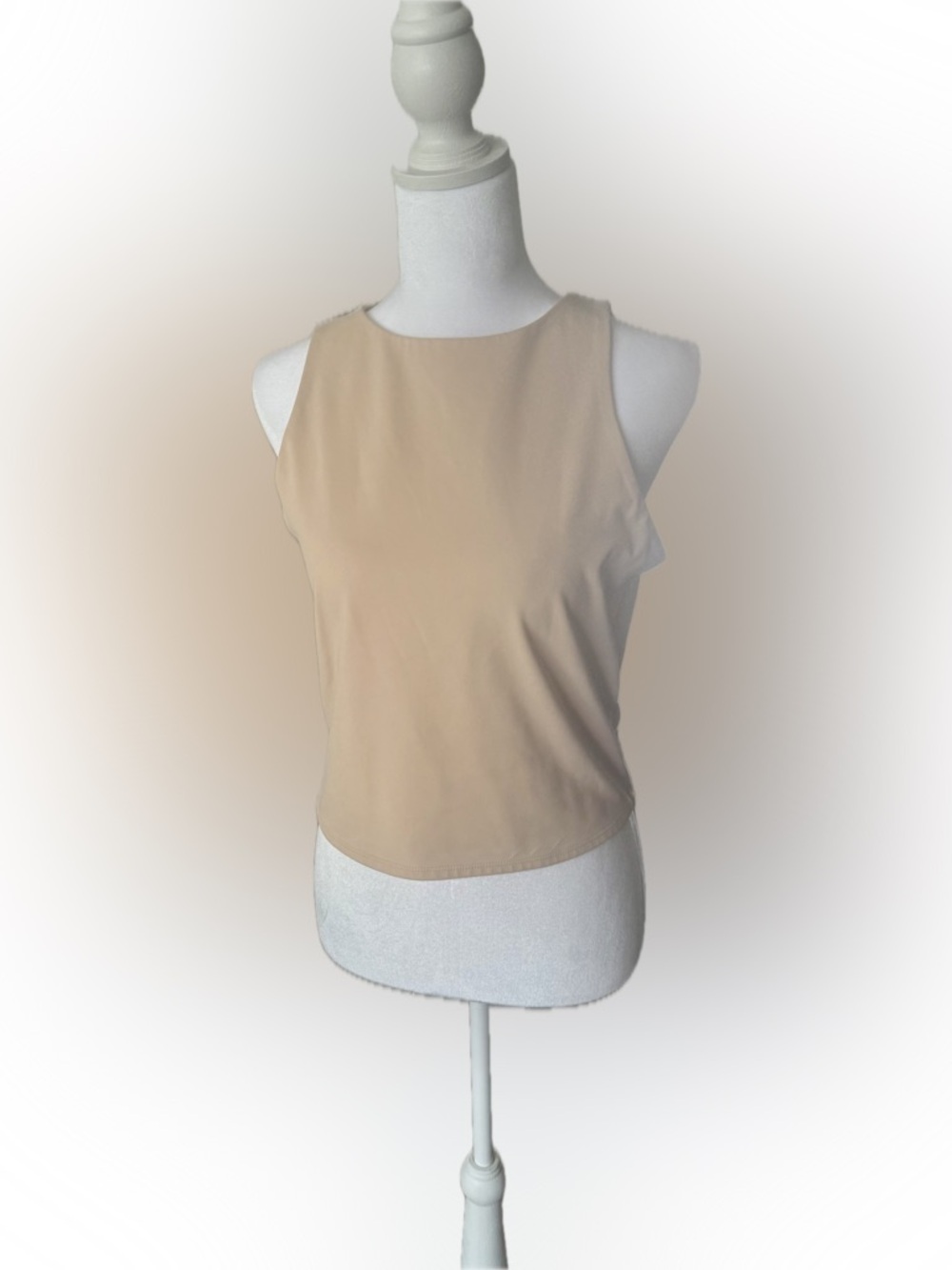 Express High Compression High Neck Body Contour Beige Sleeveless Tank L Large